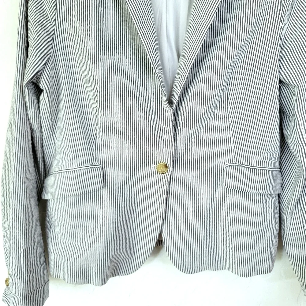 Dalia Pinstripe Blazer Sz L Cotton Blend - Picture 4 of 11